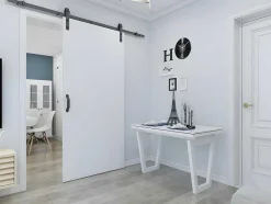 Vente-unique Schuifdeur-Schuifdeur Varin - H205Cm X L83Cm - Mdf + Wit Pvc