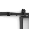 Vente-unique Schuifdeur-Schuifdeur Werkplaatsstijl Met Rails - Zwart En Mat Gehard Glas - H205 Cm X L93 Cm - Artisto Ii