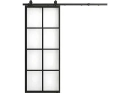 Vente-unique Schuifdeur-Schuifdeur Wilden - H205 X L83 Cm - Aluminium En Gehard Glas