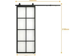 Vente-unique Schuifdeur-Schuifdeur Wilden - H205 X L83 Cm - Aluminium En Gehard Glas