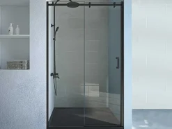 Shower & Design Douchewand-Schuifdouchedeur Met Wieltjes Mat Zwart Industriele Stijl - 120 X 195 Cm - Anakao