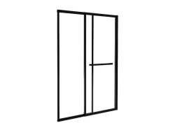 Shower & Design Badscherm-Schuifdouchewand Mat Zwart Met Handdoekenrek - 120 X 140 Cm - Waimea