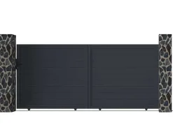 EXPERTLAND Hekjes & Poorten-Schuifpoort Van Antraciet Opengewerkt Aluminium - L374 X 165 Cm - Nazario