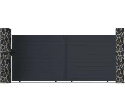 EXPERTLAND Hekjes & Poorten-Schuifpoort Van Antraciet Opengewerkt Aluminium - L416 X 180 Cm - Nazario