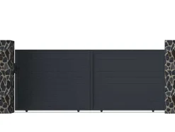 EXPERTLAND Hekjes & Poorten-Schuifpoort Van Antraciet Opengewerkt Aluminium - L416 X 165 Cm - Nazario