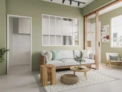 Vente-unique Glazen Binnenraam-Schuifraam Van Gepoedercoat Wit Aluminium 180 X 130 Cm - Ravena
