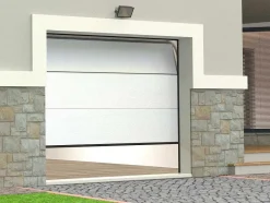 Vente-unique Garagedeur-Sectionale Garagedeur Houteffect Wit Met Motor - Prieta