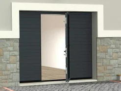 Somfy Garagedeur-Sectionale Garagedeur Met Gegroefd Effect En Centrale Loopdeur - Antraciet - Met -Motor - Noria