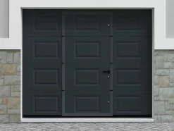 Vente-unique Garagedeur-Sectionale Garagedeur Met Somfy Motor Met Centrale Loopdeur Antraciet - Caopas