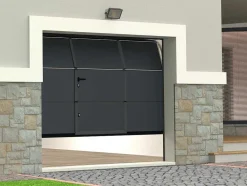 Somfy Garagedeur-Sectionale Garagedeur Met Glad Effect En Centrale Loopdeur In Antraciet Met Motor - Lavega