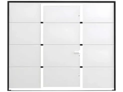 Somfy Garagedeur-Sectionale Garagedeur Met Glad Effect Met Centrale Witte Loopdeur En Motor - Lavega