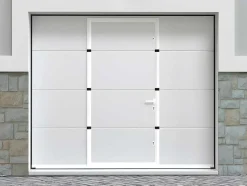 Somfy Garagedeur-Sectionale Garagedeur Met Glad Effect Met Centrale Witte Loopdeur En Motor - Lavega