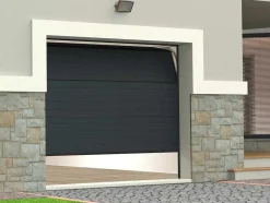 Vente-unique Garagedeur-Sectionale Garagedeur Met Groefeffect Antraciet - Noria