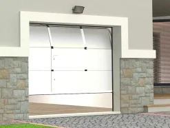 Vente-unique Garagedeur-Sectionale Garagedeur Met Glad Effect En Centrale Witte Loopdeur Met Motor - Lavega