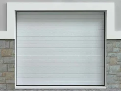 Vente-unique Garagedeur-Sectionale Garagedeur Wit Gegroefd Effect Met Motor - Noria