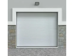 Vente-unique Garagedeur-Sectionale Garagedeur Wit Gegroefd Effect Met Motor - Noria