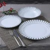 OZAIA Tafelservies-Servies 18 Stuks Van Porselein - Wit En Zilver - Dynao
