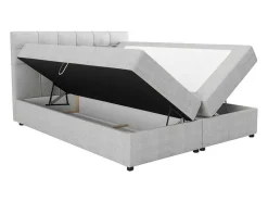 Ysmée Boxspringbed-Set Bed Met Hoofdbord Met Capitons + Bedbodem Met Opbergruimte + Matras + Dekmatras - 180 X 200 Cm - Stof - Lichtgrijs - Kida Van Ysmee