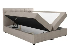 Ysmée Boxspringbed-Set Bed Met Hoofdbord Met Capitons + Bedbodem Met Opbergruimte + Matras + Dekmatra - 160 X 200 Cm - Stof - Taupegrijs - Kida Van Ysmee
