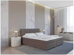 Ysmée Boxspringbed-Set Boxspring Hoofdbord + Bedbodems + Matras + Topmatras Siero Van Ysmee - 180 X 200 Cm - Stof - Grijs