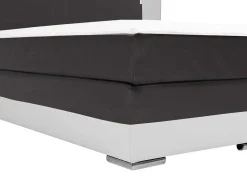 Ysmée Boxspringbed-Set Boxspring Hoofdbord Met Led-Verlichting + Bedbodems + Matras + Topmatras Asti Van Ysmee - 180 X 200 Cm - Kunstleer - Wit En Grijs
