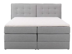 Palacio Boxspringbed-Set Boxspring Met Hoofdbord + Bedbodems Met Opbergruimte + Matras + Dekmatras - 160 X 200 Cm - Lichtgrijze Stof - Perama Van