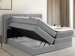 Palacio Boxspringbed-Set Boxspring Met Hoofdbord + Bedbodems Met Opbergruimte + Matras + Dekmatras - 160 X 200 Cm - Lichtgrijze Stof - Perama Van
