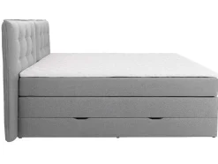 Palacio Boxspringbed-Set Boxspring Met Hoofdbord + Bedbodems Met Opbergruimte + Matras + Dekmatras - 180 X 200 Cm - Lichtgrijze Stof - Perama Van