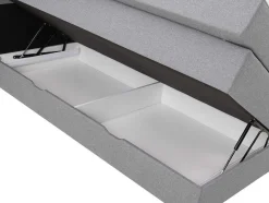 Palacio Boxspringbed-Set Boxspring Met Hoofdbord + Bedbodems Met Opbergruimte + Matras + Dekmatras - 180 X 200 Cm - Lichtgrijze Stof - Perama Van