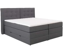 Palacio Boxspringbed-Set Boxspring Met Hoofdbord + Bedbodems Met Opbergruimte + Matras + Dekmatras - 160 X 200 Cm - Antracietkleurige Stof - Perama Van