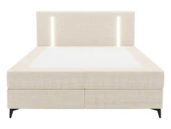Ysmée Boxspringbed-Set Boxspring Met Hoofdbord Met Ledverlichting + Bedbodem + Matras + Dekmatras - 160 X 200 Cm - Stof - Beige - Ono Van Ysmee