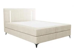 Ysmée Boxspringbed-Set Boxspring Met Hoofdbord Met Ledverlichting + Bedbodem + Matras + Dekmatras - 160 X 200 Cm - Stof - Beige - Ono Van Ysmee