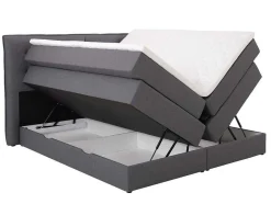 Palacio Boxspringbed-Set Boxspring Met Hoofdbord + Bedbodems Met Opbergruimte + Matras + Dekmatras - 180 X 200 Cm - Antracietkleurige Stof - Perama Van