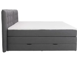 Palacio Boxspringbed-Set Boxspring Met Hoofdbord + Bedbodems Met Opbergruimte + Matras + Dekmatras - 180 X 200 Cm - Antracietkleurige Stof - Perama Van