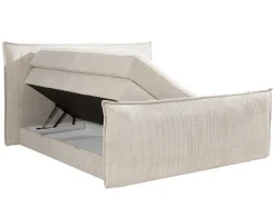 Palacio Boxspringbed-Set Boxspring Met Hoofdeinde + Bedbodems Met Opbergruimte + Matras + Dekmatras - 2 X 80 X 200 Cm - Ivoorwit Ribfluweel - Rhoda Van