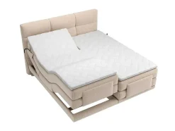 Palacio Elektrisch Relaxatiebed-Set Boxspringbed Met Hoofdbord Met Capitons + Elektrische Relaxbedbodems + Matras + Dekmatras - 2 X 90 X 200 Cm - Beige - Lodi Van