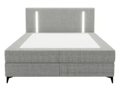 Ysmée Boxspringbed-Set Complete Boxspring Met Hoofdbord Met Ledverlichting + Bedbodem + Matras + Dekmatras - 160 X 200 Cm - Stof - Grijs - Ono Van Ysmee