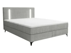Ysmée Boxspringbed-Set Complete Boxspring Met Hoofdbord Met Ledverlichting + Bedbodem + Matras + Dekmatras - 180 X 200 Cm - Stof - Grijs - Ono Van Ysmee