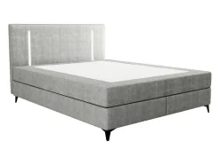 Ysmée Boxspringbed-Set Complete Boxspring Met Hoofdbord Met Ledverlichting + Bedbodem + Matras + Dekmatras - 180 X 200 Cm - Stof - Grijs - Ono Van Ysmee