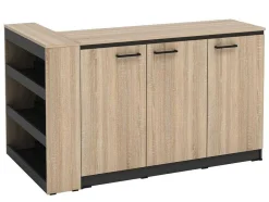 Vente-unique Keukenmeubel-Set Keukeneiland + 2 Krukken - Zwart En Licht Naturel - Nusice