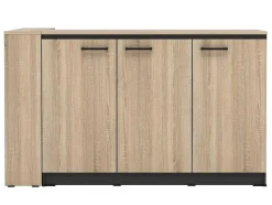 Vente-unique Keukenmeubel-Set Keukeneiland + 2 Krukken - Zwart En Licht Naturel - Nusice