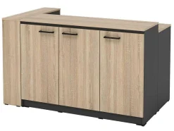 Vente-unique Keukenmeubel-Set Keukeneiland + 2 Krukken - Zwart En Licht Naturel - Nusice