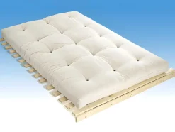 DREAMEA Set Matras En Lattenbodem-Set Lattenbodem + Futon 140 X 190 Cm - 100% Katoen - Shiva Van - Beige