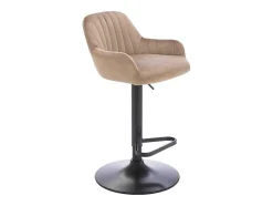 Vente-unique Barkruk-Set Van 2 Barkruk Van Velours En Zwart Metaal - Verstelbare Hoogte - Beige - Eleana