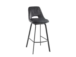 Maison Céphy Barkruk-Set Van 2 Barkrukken - Fluweel En Metaal - Antraciet - Keline