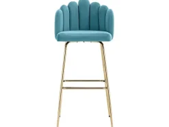 Vente-unique Barkruk-Set Van 2 Barkrukken - Fluweel En Metaal - Blauw