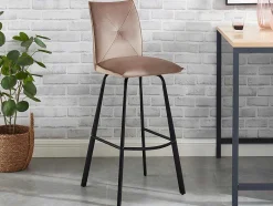 Vente-unique Barkruk-Set Van 2 Barkrukken - Fluweel En Metaal - Taupe - Indilane