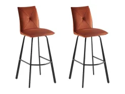 Vente-unique Barkruk-Set Van 2 Barkrukken - Fluweel En Metaal - Terracotta - Indilane