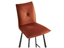 Vente-unique Barkruk-Set Van 2 Barkrukken - Fluweel En Metaal - Terracotta - Indilane