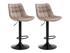 Vente-unique Barkruk-Set Van 2 Barkrukken Lima Ii - Fluweel & Metaal - Beige